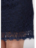 Navy Blue Lace Keyhole Back Short Mother Dress 